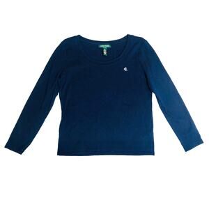 Lauren Ralph Lauren Navy Blue Scoop Neck Long Sleeve T-Shirt